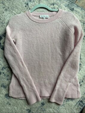 White + Warren Pink Waffle-Knit Crewneck Sweater